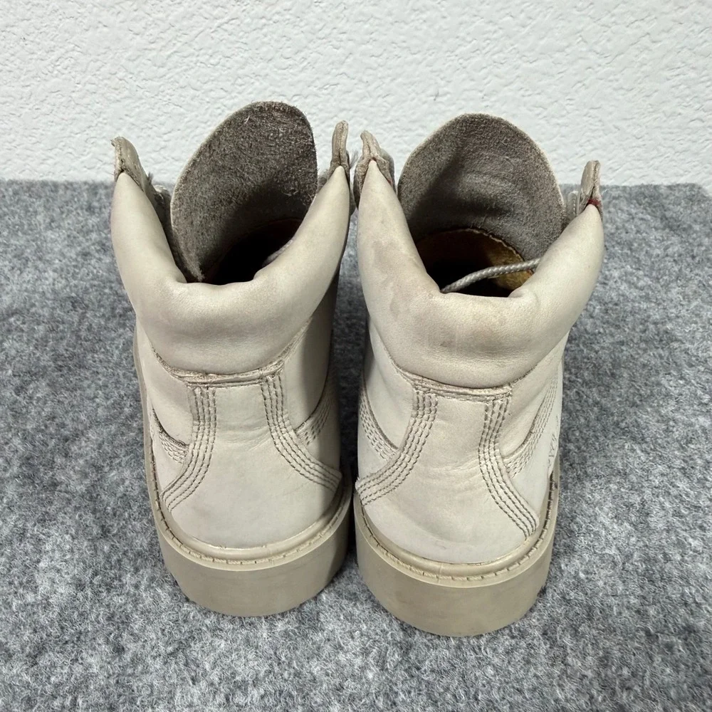 Timberland 6 Inch Premium Boot Kids Size 1 Medium Beige Leather GUC